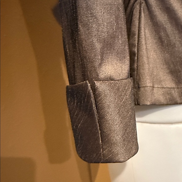 Samuel Dong Bronze Taffeta Rosette Bow Blouse Architectural Collar - Picture 6 of 9